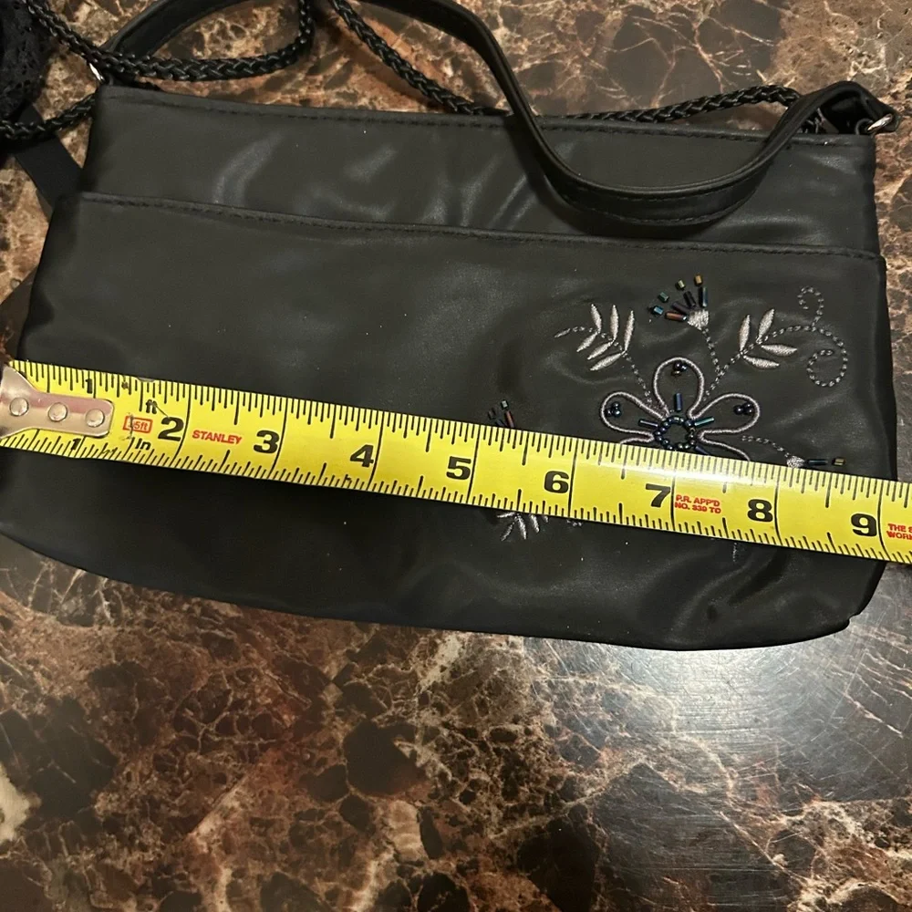 Kathie Lee Collection Black Embroidered small shoulder bag